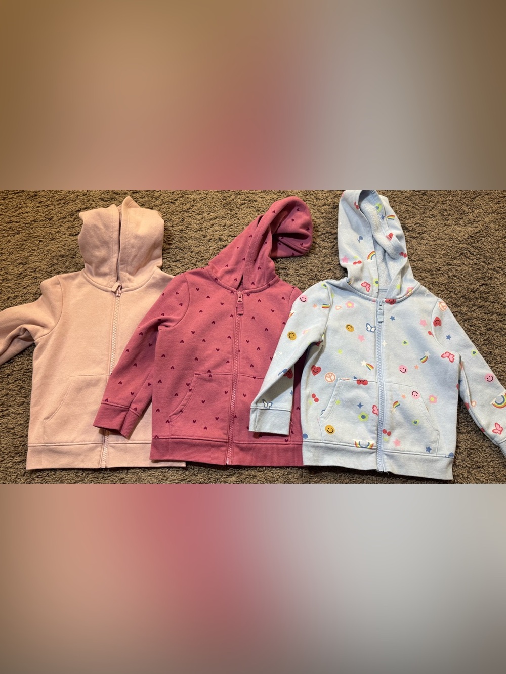 Toddler girl 3T zip up hoodies bundle